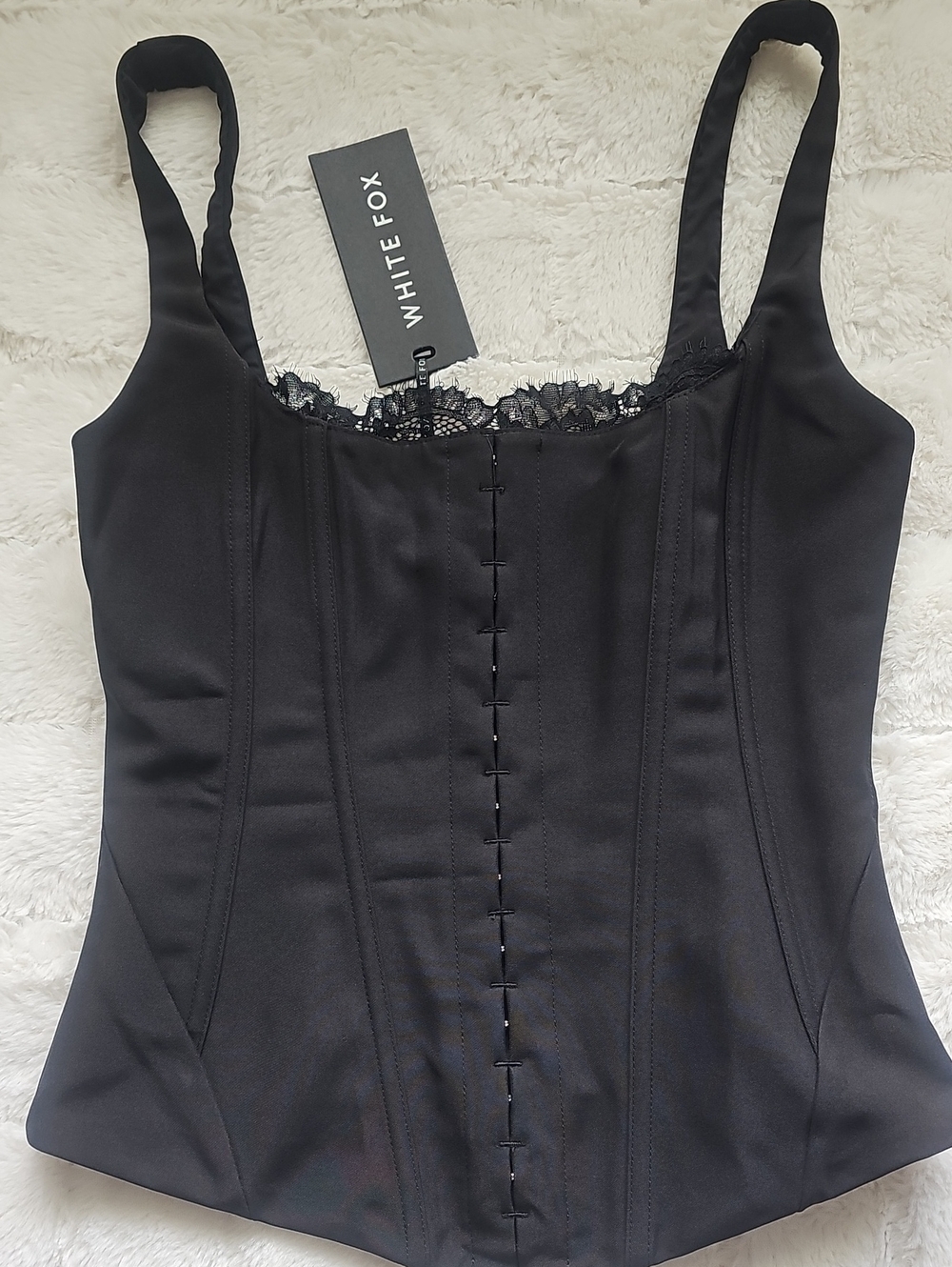 Adore Me Black Lace-Trim Corset Cami